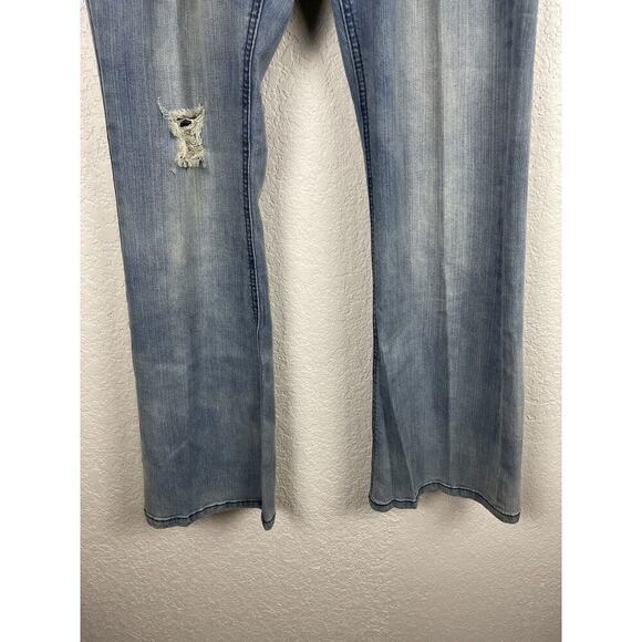 Vintage Bongo Womens Jeans Size 13 Lightwash Flare Leg Embroidered Boho 90's Y2K - Picture 5 of 12